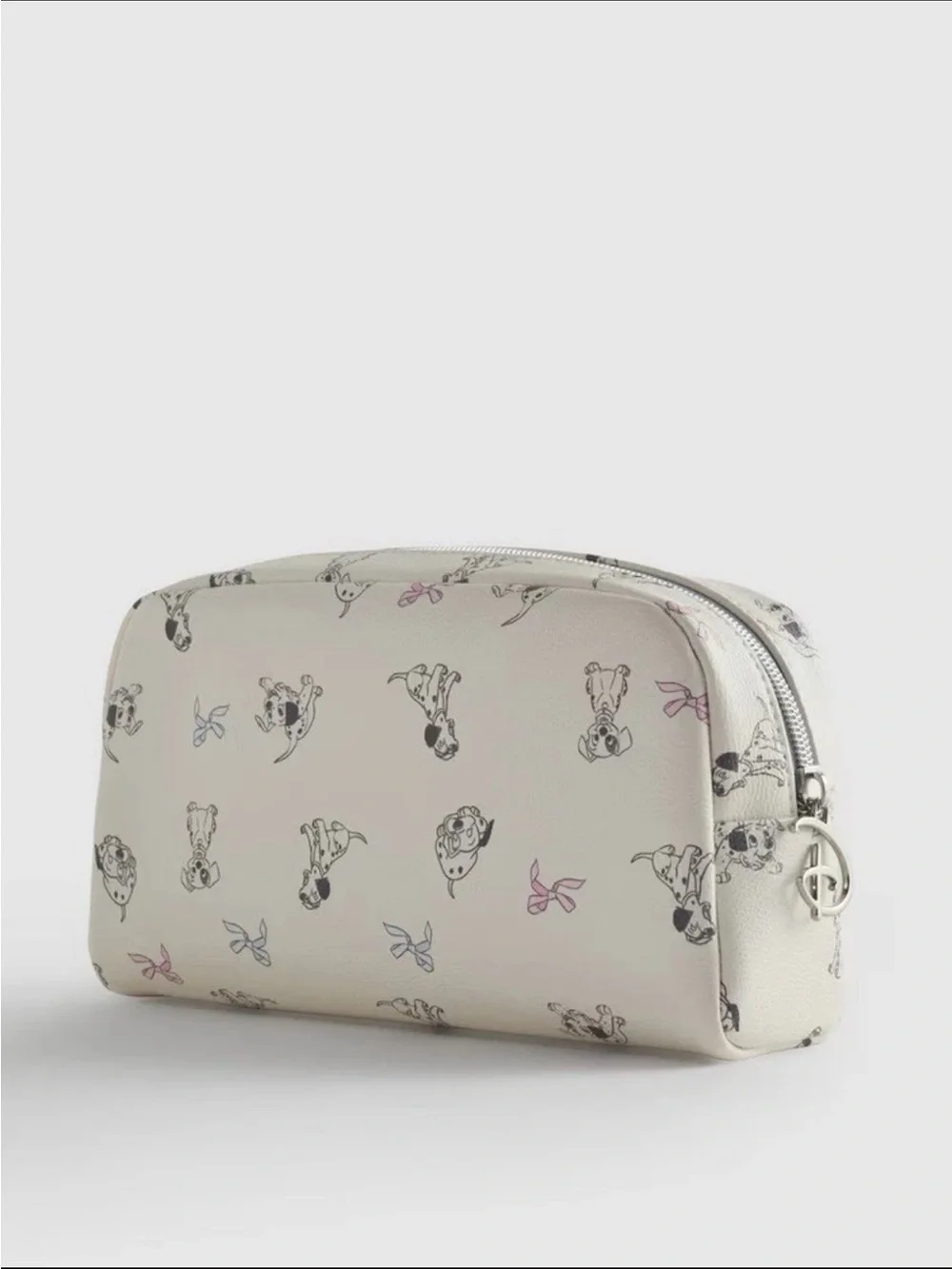 101 Dalmatians Cream Cosmetic Pouch with Pink & Blue Bow Accents